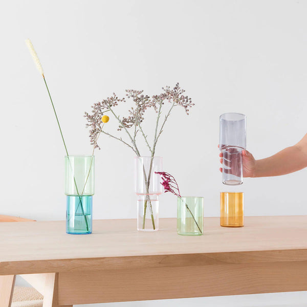 charles and marie STACKING GLASS VASE - stapelbare Glas-VASE - 20x8 cm | Block Design
