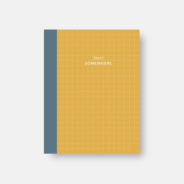 charles and marie START SOMEWHERE Notebook - Großes ockerfarbiges Softcover Notizbuch- 24x18 5 cm | Somewhere