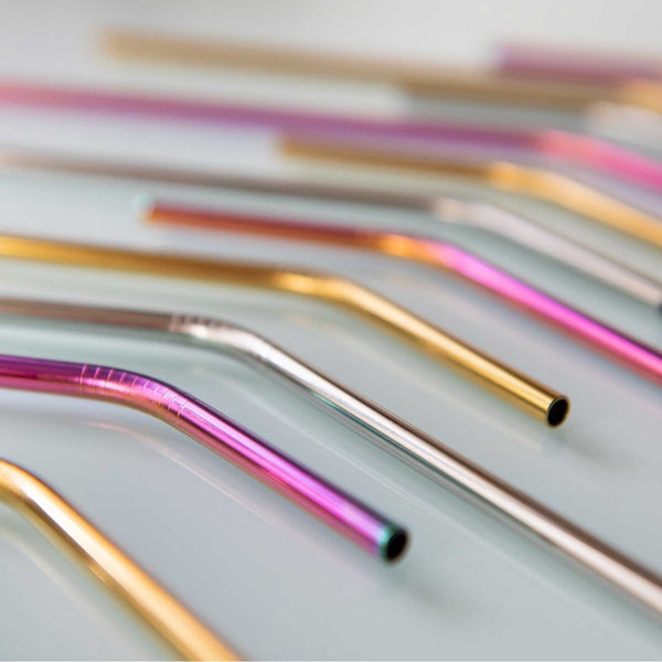 Charles And Marie STROHHALME AUS METALL | TRINKHALME Im 4er Set Mit Reiningungsbürste | Fisura