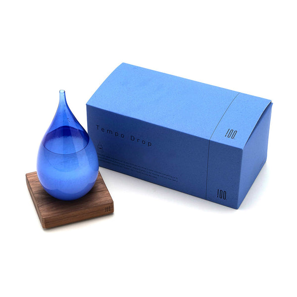 Charles And Marie TEMPO DROP Blau | GLAS-OBJEKT & STURMGLAS | H=21 Cm | Takeshi Ogawa | 100percent