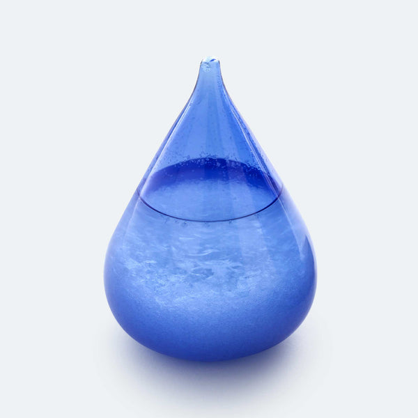 charles and marie TEMPO DROP Mini Blau | GLAS-OBJEKT und STURMGLAS | H=11 cm | 100percent