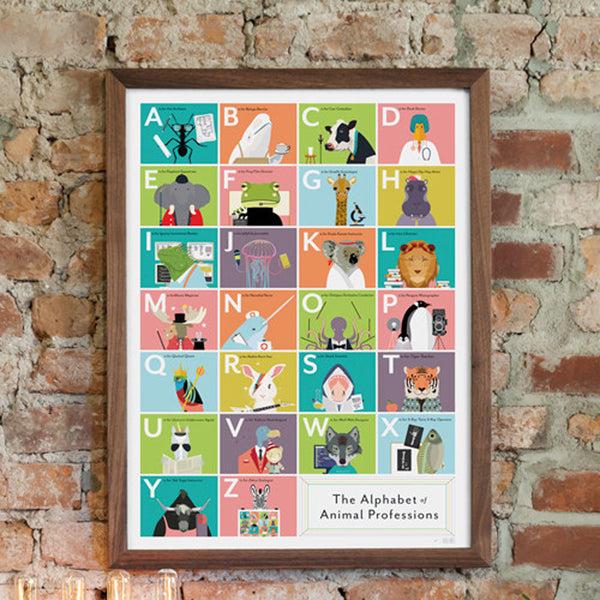 Charles And Marie The ALPHABET Of ANIMAL PROFESSIONS | Infographic KINDERPOSTER | 46x61 Cm | Pop Chart Lab