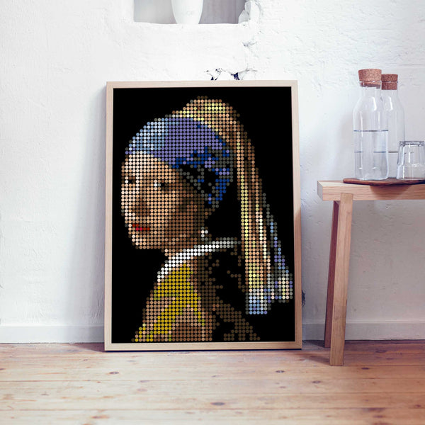 charles and marie VERMEER PIXELART - Kleben nach Zahlen mit Stickern - 50x70 cm | dot on