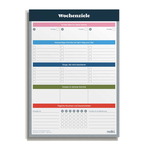 Charles And Marie WEEKLY GOALS PAD | WOCHENZIELE PLANER | A5 & 100 Seiten | Nolki