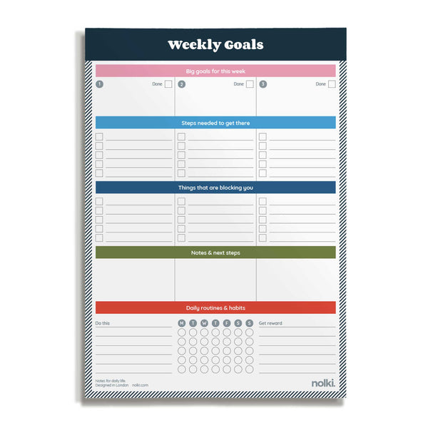 Charles And Marie WEEKLY GOALS PAD | WOCHENZIELE PLANER | A5 & 100 Seiten | Nolki