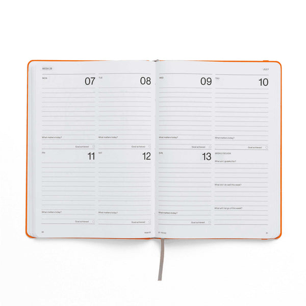 Charles And Marie WEEKLY PLANNER 2025 - Orangefarbiger Wochenplaner - Hardcover A5 | Karst Stone Paper