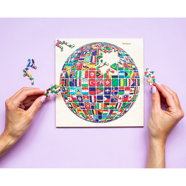 Charles And Marie WELT | Außergewöhnliches IQ-HOLZPUZZLE | PLANETEN-Serie | Level Schwer | Behäppi