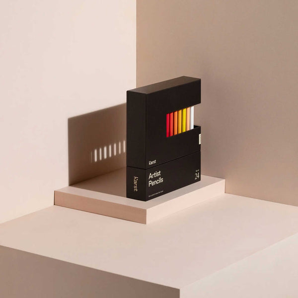 Charles And Marie WOODLESS ARTIST PENCILS | Holzfreies Graphit-BLEISTIFT-SET | 24er Set | Karst Stone Paper