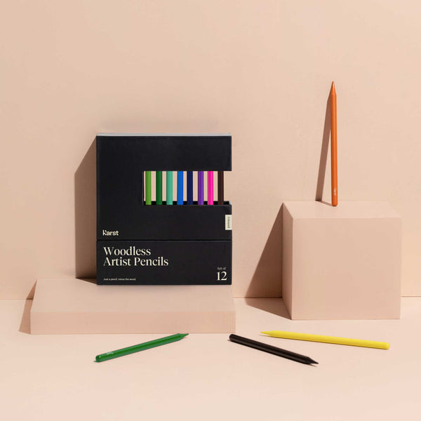Charles And Marie WOODLESS ARTIST PENCILS | Holzfreies Graphit-BLEISTIFT-SET | 12er Set | Karst Stone Paper