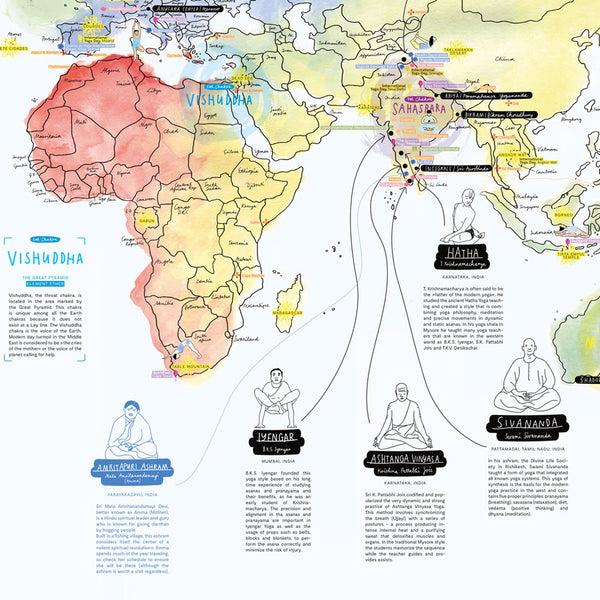 Charles And Marie YOGA | Illustrierte Yoga-WELTKARTE | Zeigt Yoga Orte & Styles | Eva Dietrich | Awesome Maps