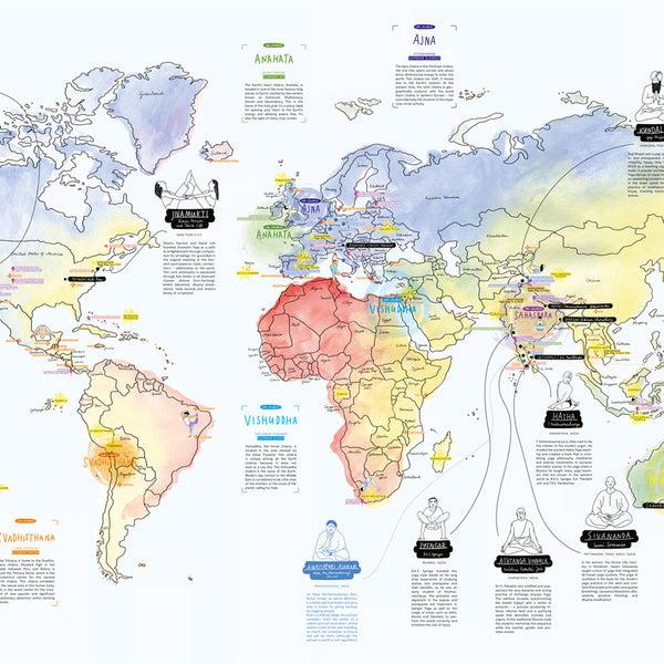 charles and marie YOGA | illustrierte Yoga-WELTKARTE | zeigt Yoga Orte & Styles | Eva Dietrich | Awesome Maps