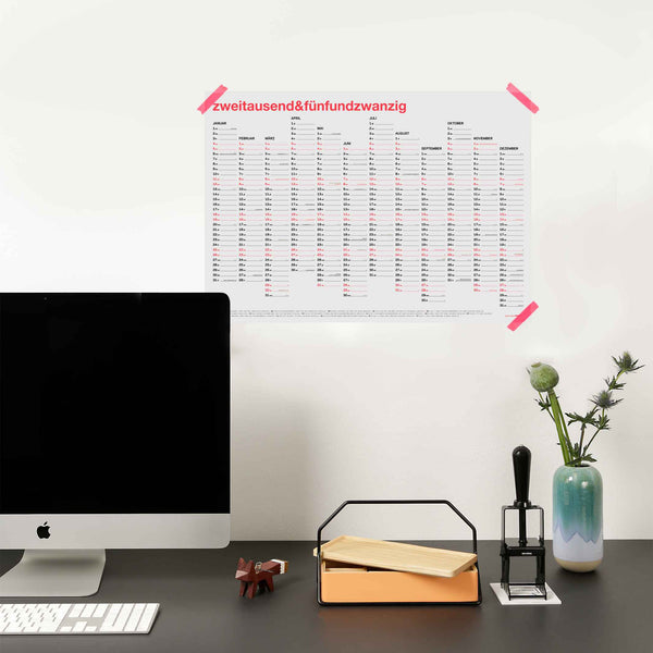 Charles And Marie Zweitausend&fünfundzwanzig - JAHRES-WANDKALENDER 2025 - Neon-Korall Schwarz Gold - A2 59x42 Cm | rikiki