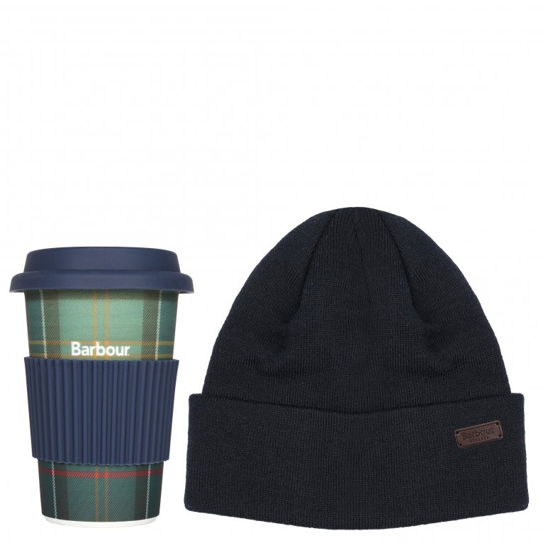 charles clinkard Barbour Travel Mug & Beanie Hat Men's Gift Set