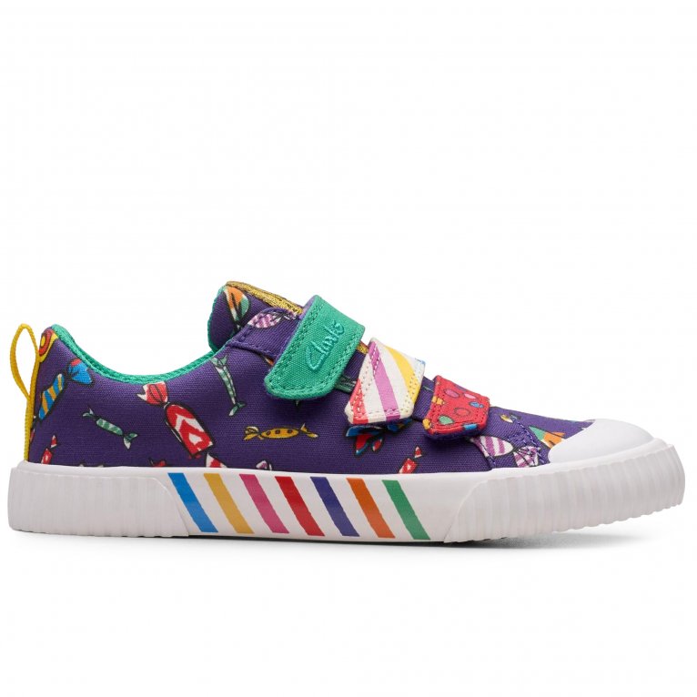 Charles Clinkard Clarks Foxing Mix Kids Canvas Shoes
