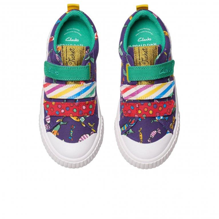 Charles Clinkard Clarks Foxing Mix Kids Canvas Shoes