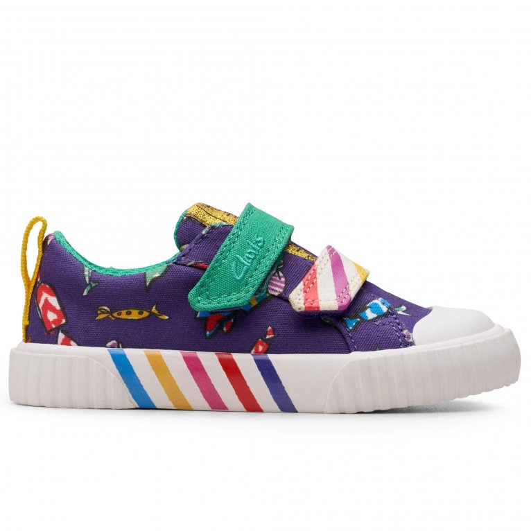 Charles Clinkard Clarks Foxing Mix T Kids Infant Canvas Shoes