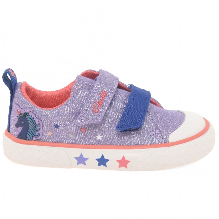 Charles Clinkard Clarks Foxing Play T Girls Infant Canvas Trainers