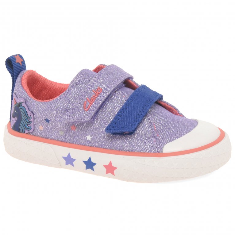 charles clinkard Clarks Foxing Play T Girls Infant Canvas Trainers