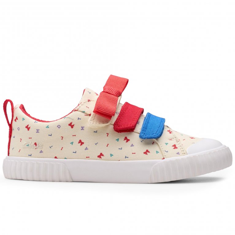 Charles Clinkard Clarks RD Foxing Bow K Girls Canvas Shoes