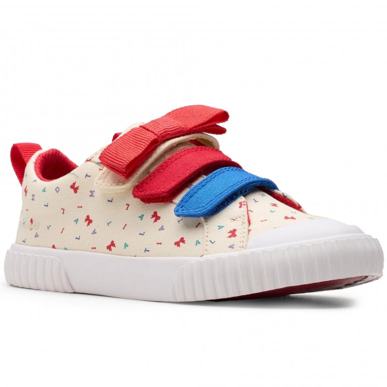 charles clinkard Clarks RD Foxing Bow K Girls Canvas Shoes