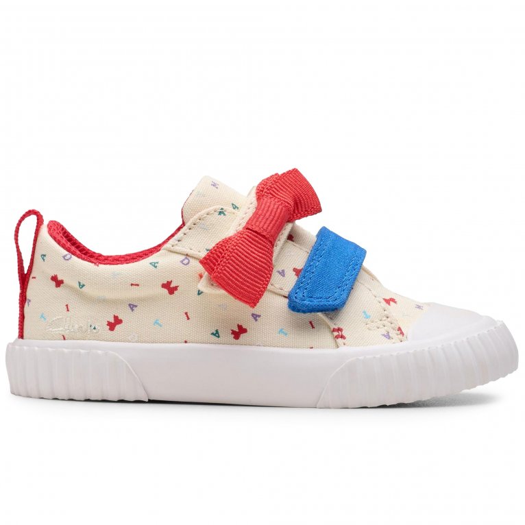 Charles Clinkard Clarks RD Foxing Bow T Girls Infant Canvas Shoes