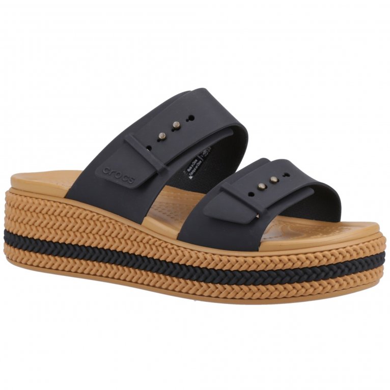 charles clinkard Crocs Brooklyn Buckle Low Wedge Womens Sandals