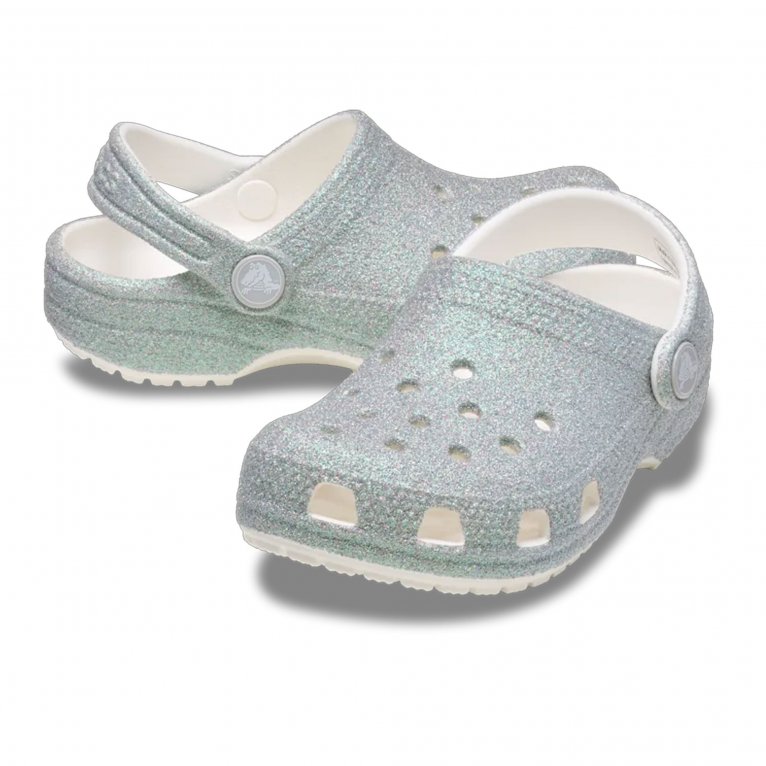 Charles Clinkard Crocs Classic Glitter Clog Girls Infant Sandals