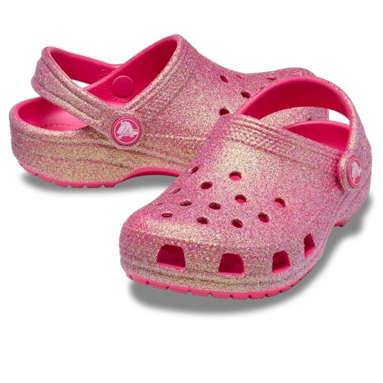 Charles Clinkard Crocs Classic Glitter Clog Girls Sandals