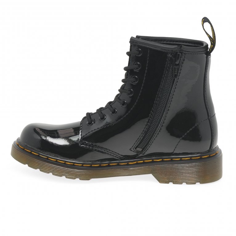 Charles Clinkard Dr. Martens Delaney Kids Black Patent Boots