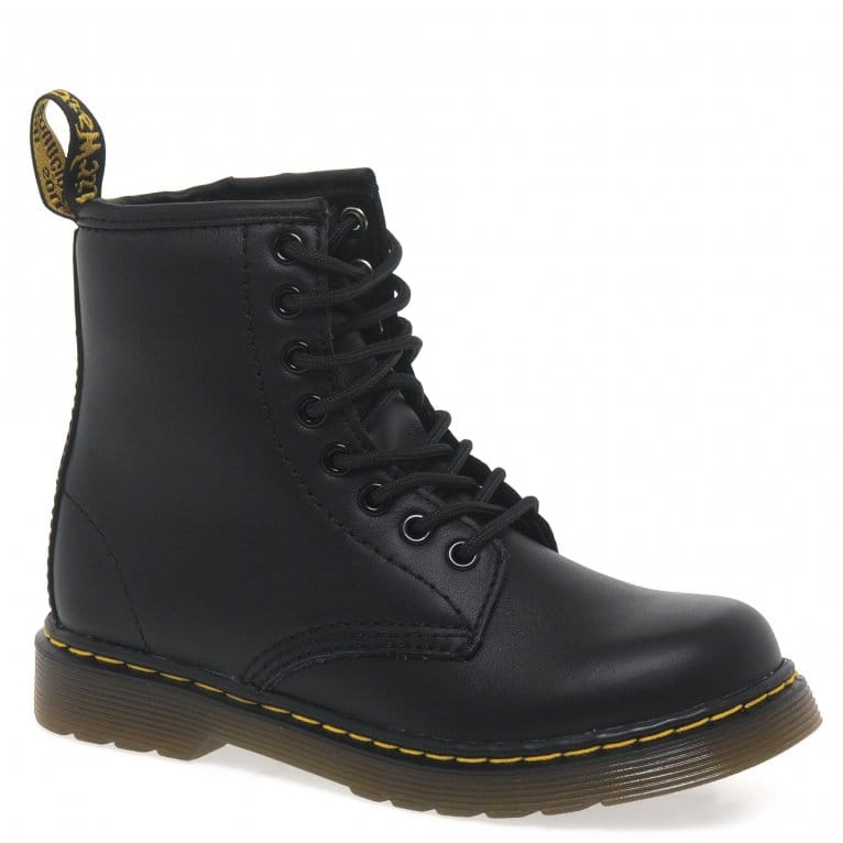 charles clinkard Dr. Martens Delaney Kids Black Softy T Leather Boots