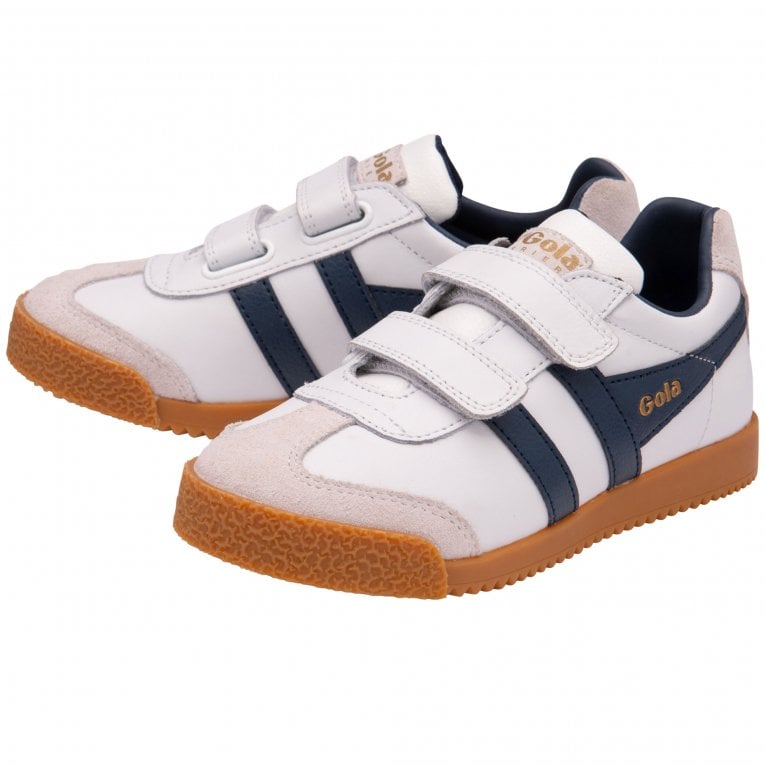 Charles Clinkard Gola Harrier Leather Riptape Kids Trainers