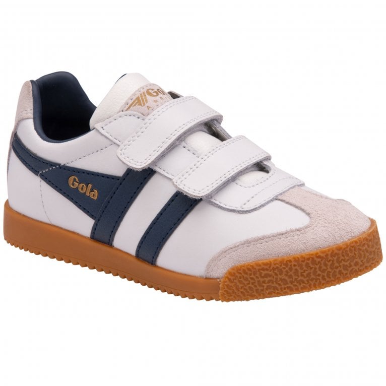 charles clinkard Gola Harrier Leather Riptape Kids Trainers