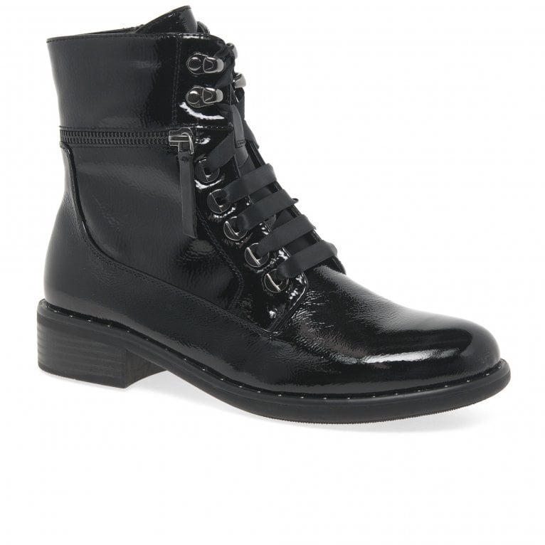 charles clinkard Regarde Le Ciel Roxana 04 Womens Leather Ribbon Lace Military Ankle Boots