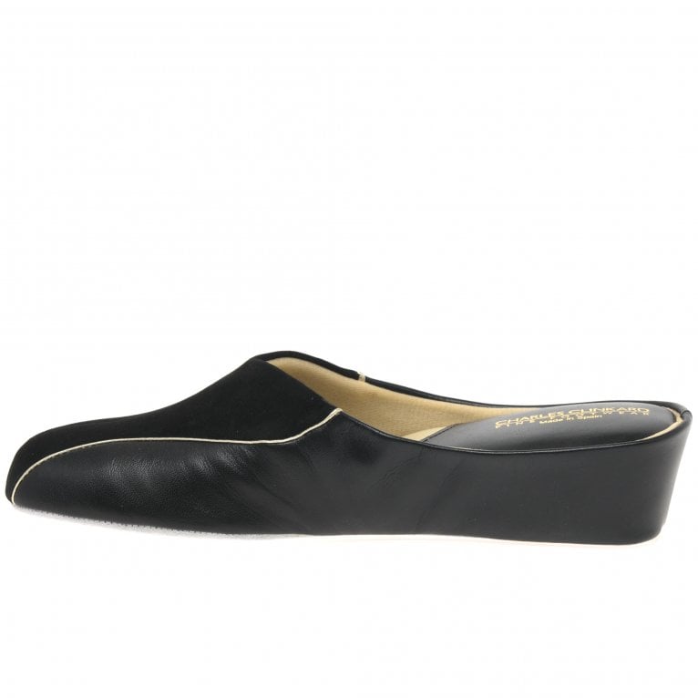 Charles Clinkard Relax Slippers Martha Leather And Suede Slipper