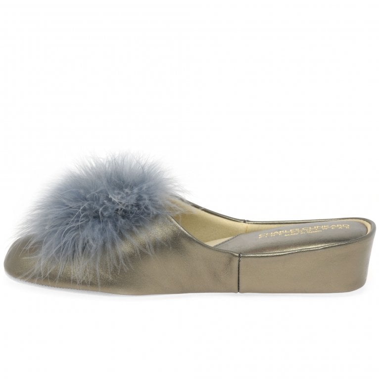 Charles Clinkard Relax Slippers Pom-Pom II Leather Slipper