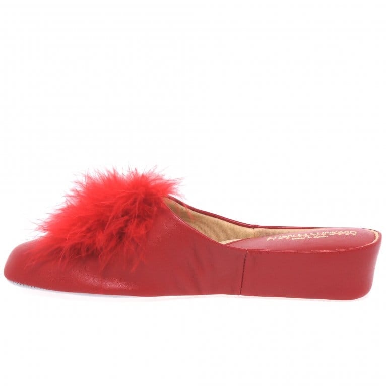 Charles Clinkard Relax Slippers Pom Pom II Womens Leather Slippers