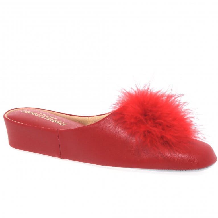 charles clinkard Relax Slippers Pom Pom II Womens Leather Slippers