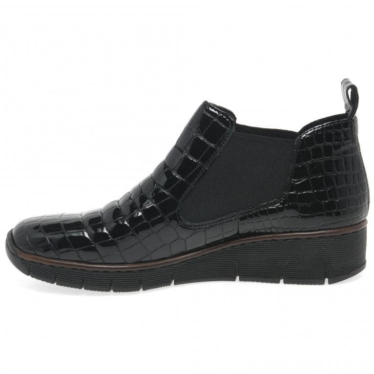 Charles Clinkard Rieker Eria Womens Leather Slip On Wedge Heel Chelsea Boots