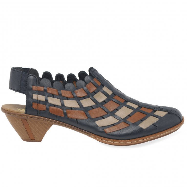 Charles Clinkard Rieker Sina Leather Woven Heeled Shoes