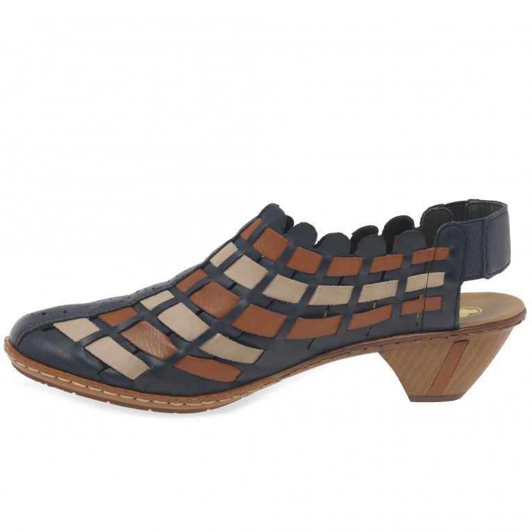 Charles Clinkard Rieker Sina Leather Woven Heeled Shoes