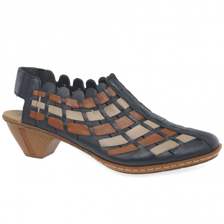 charles clinkard Rieker Sina Leather Woven Heeled Shoes