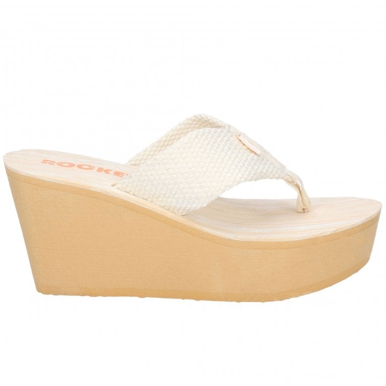 Charles Clinkard Rocket Dog Diver Webbing Womens Toe Post Wedge Sandals