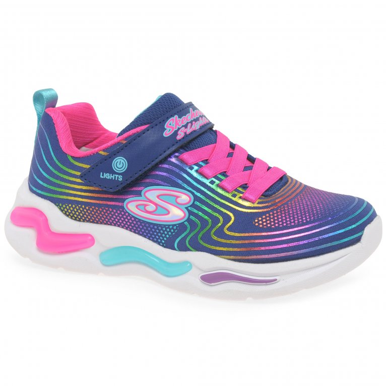 charles clinkard Skechers Wavy Beams Lights Girls Sports Trainers