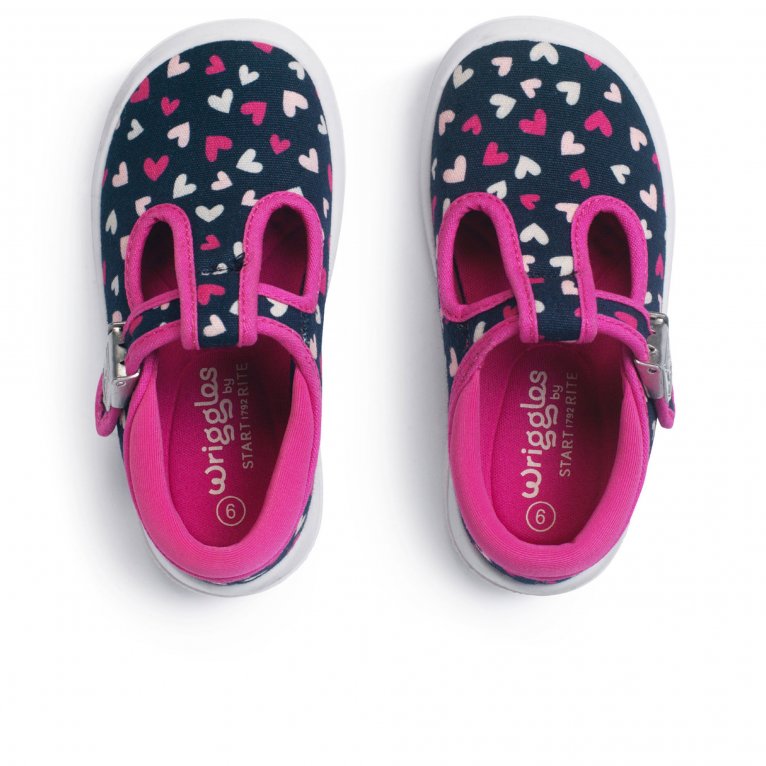 Charles Clinkard Start-Rite Wriggles T-Bar Girls Infant Canvas Shoes