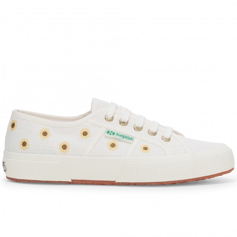 charles clinkard Superga Embroidery Linen Sunflower Womens Trainers