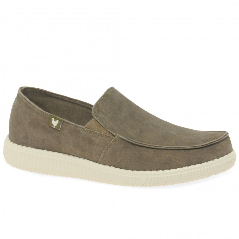 charles clinkard Walk in Pitas Slip On Washed Mens Canvas Shoes