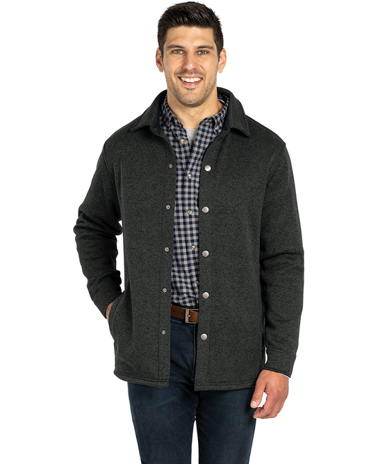 Charles River Apparel Heathered Fleece Snap Shacket
