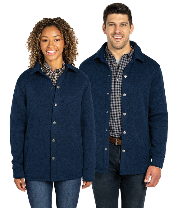 charles river apparel Heathered Fleece Snap Shacket