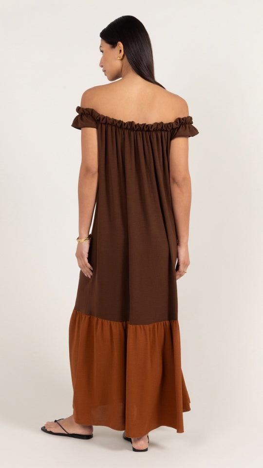 Charli Alessia Contrast Dress - Cocoa/Caramel Dresses