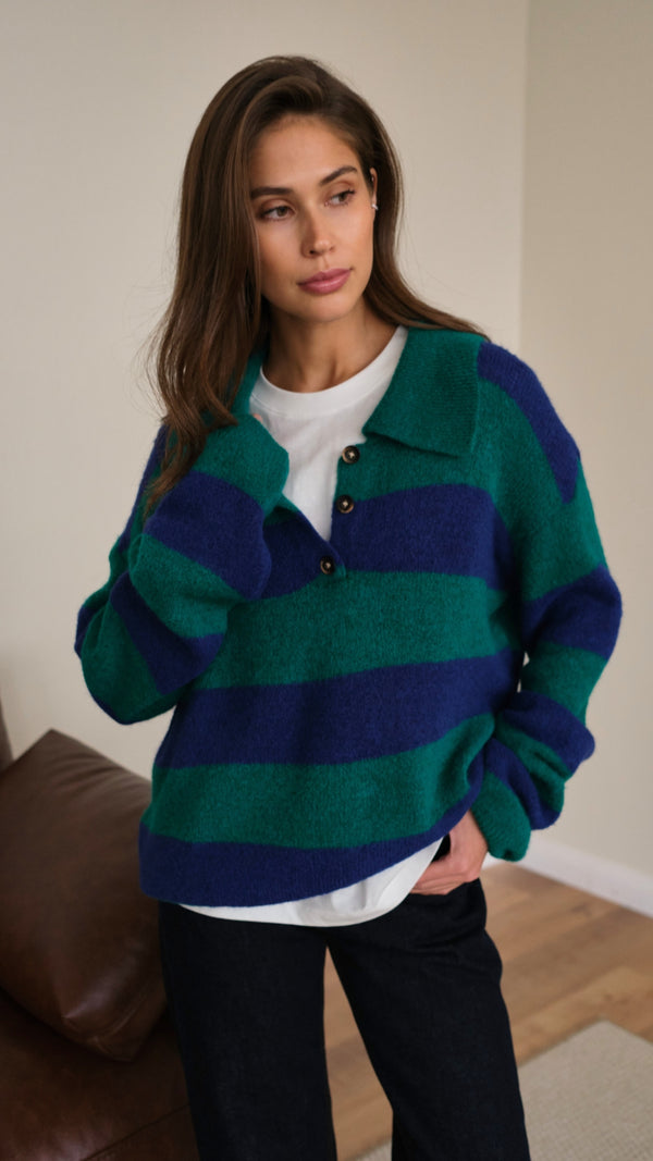Charli Arlo Sweater - Emerald Blue Marine Stripes Jumpers